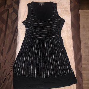 Navy blue petite medium eyelet dress